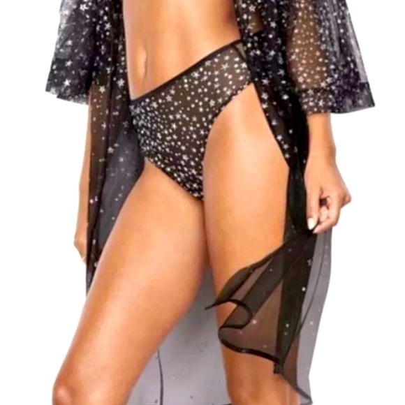 Victoria’s Secret Luxury Lace Kimono Robe STARS SEXY Lingerie M - Picture 6 of 7